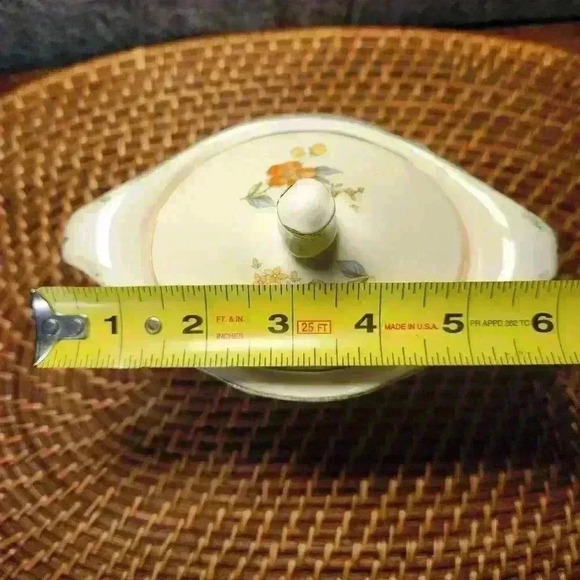 Edwin M. Knowles China Co. SEMI VITREOUS 43-8 Made in U.S.A. Floral Sugar Bowl - Picture 7 of 9